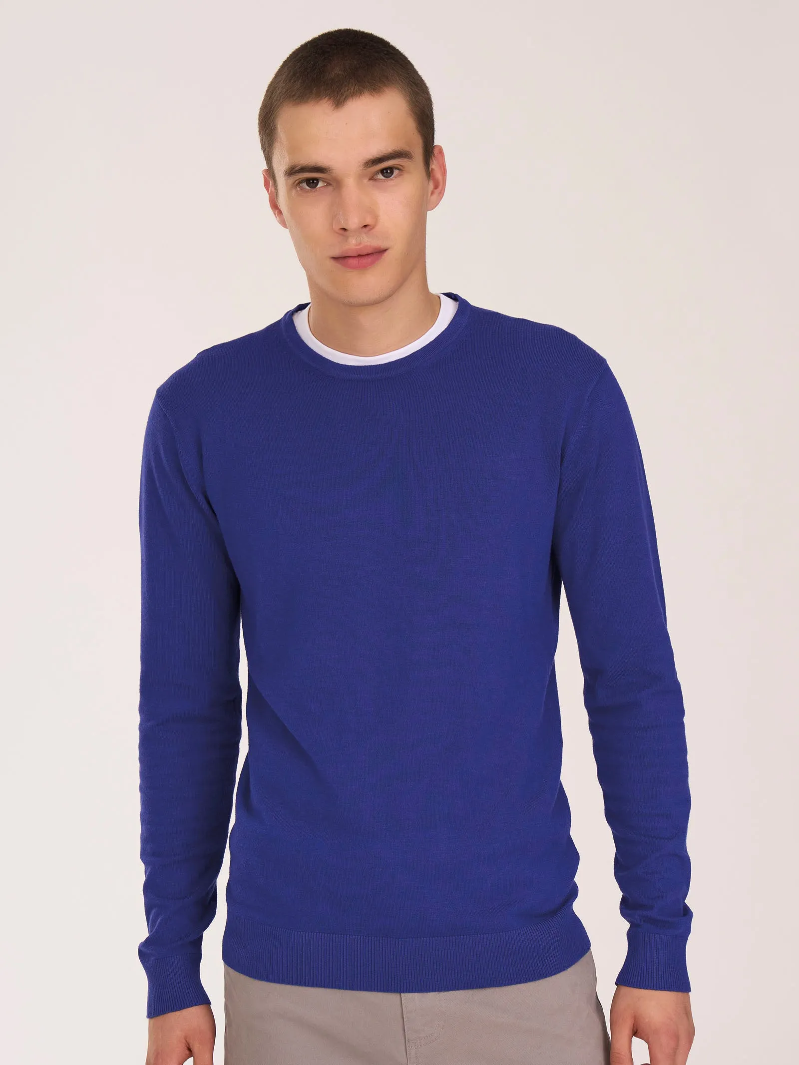 Pull girocollo in filato Winter Basic - Bleu