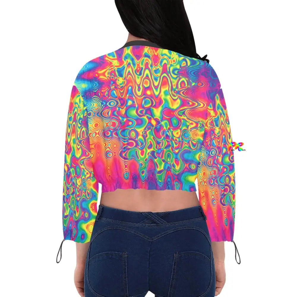 Radiant Hue Rave Chiffon Cropped Jacket