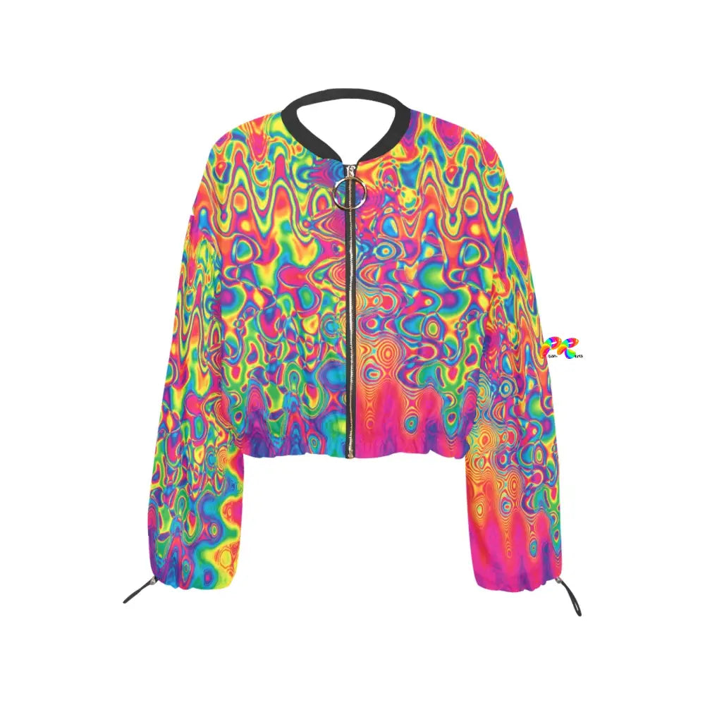 Radiant Hue Rave Chiffon Cropped Jacket