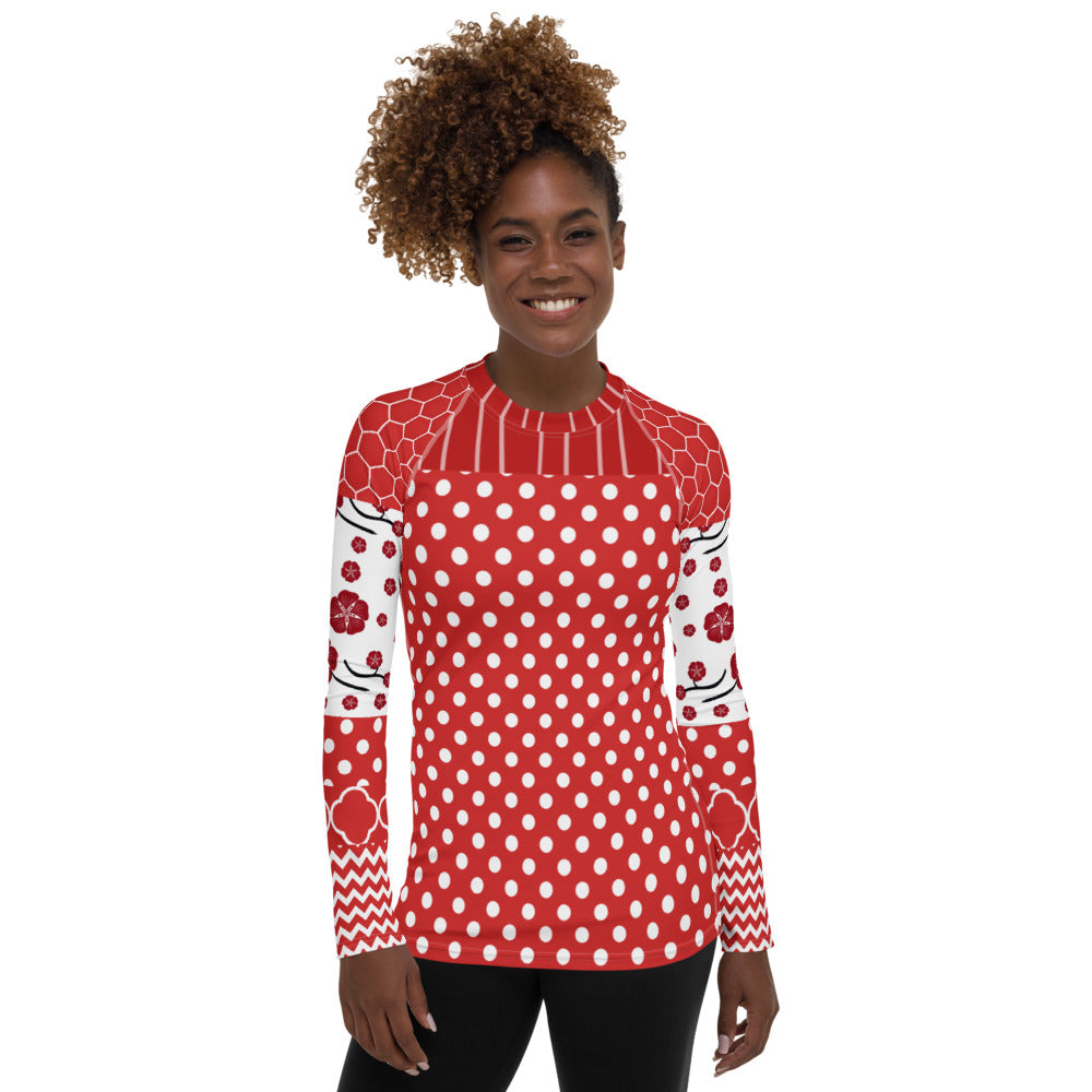 Red Crimson Fashion Rashguard Top