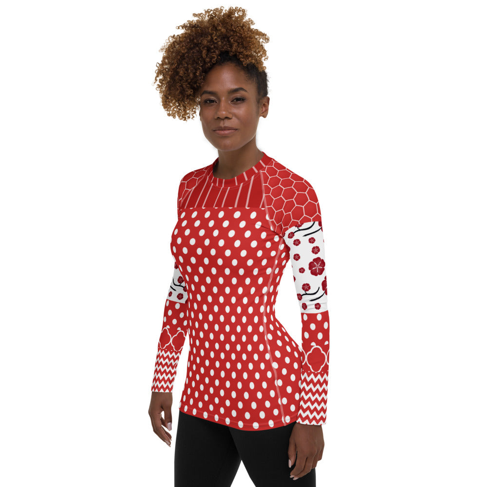 Red Crimson Fashion Rashguard Top