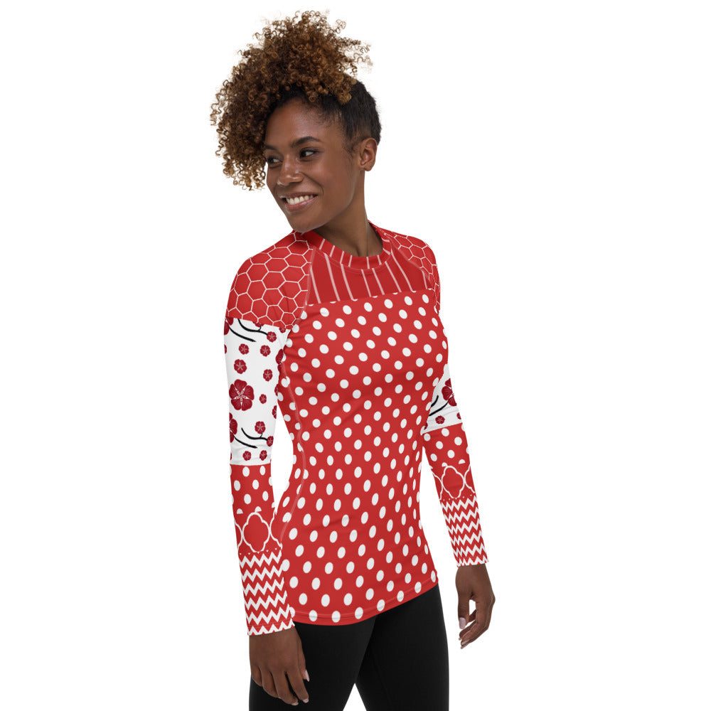 Red Crimson Fashion Rashguard Top