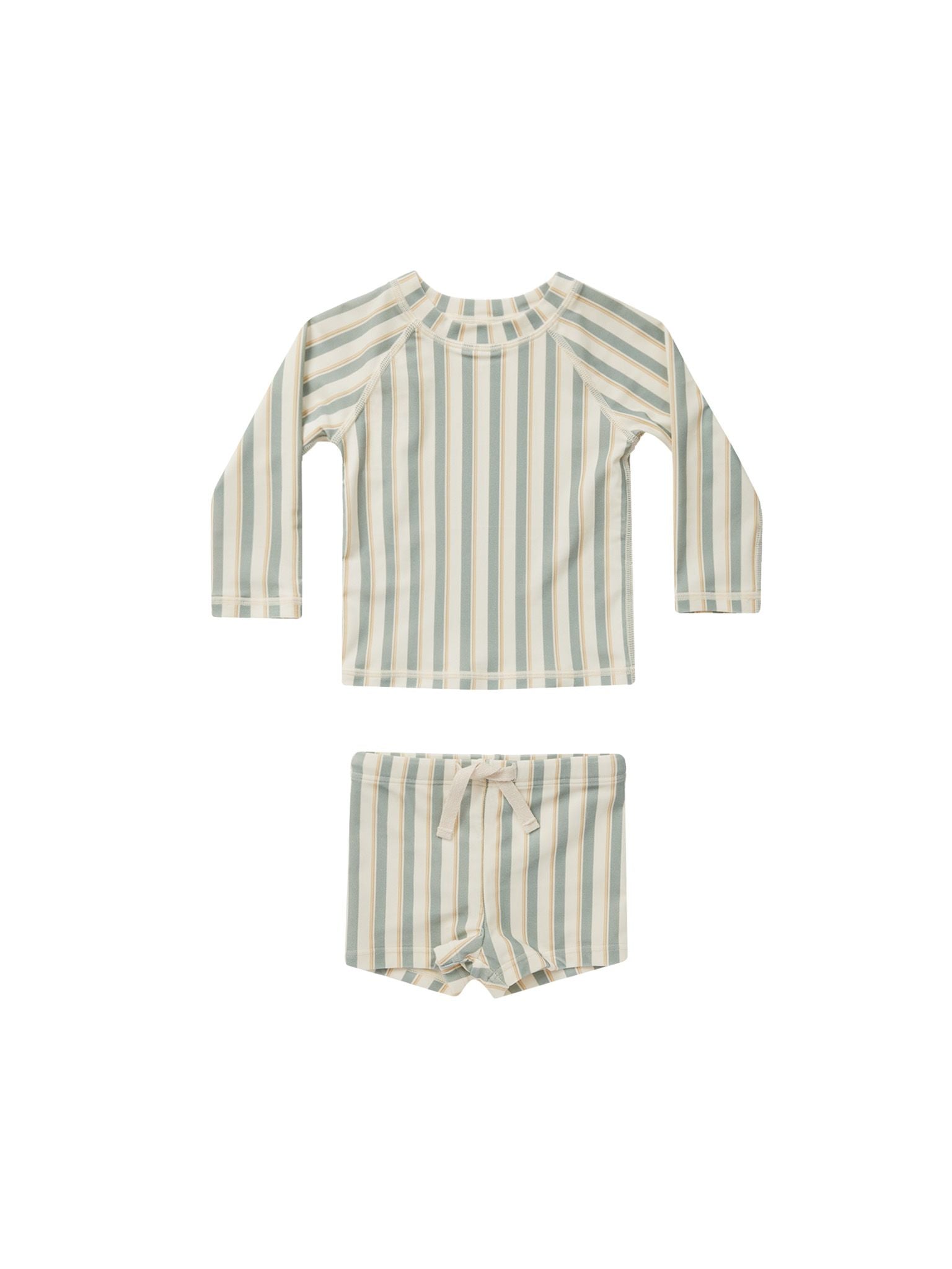 Rylee & Cru - Aqua Stripe Rash Guard Set