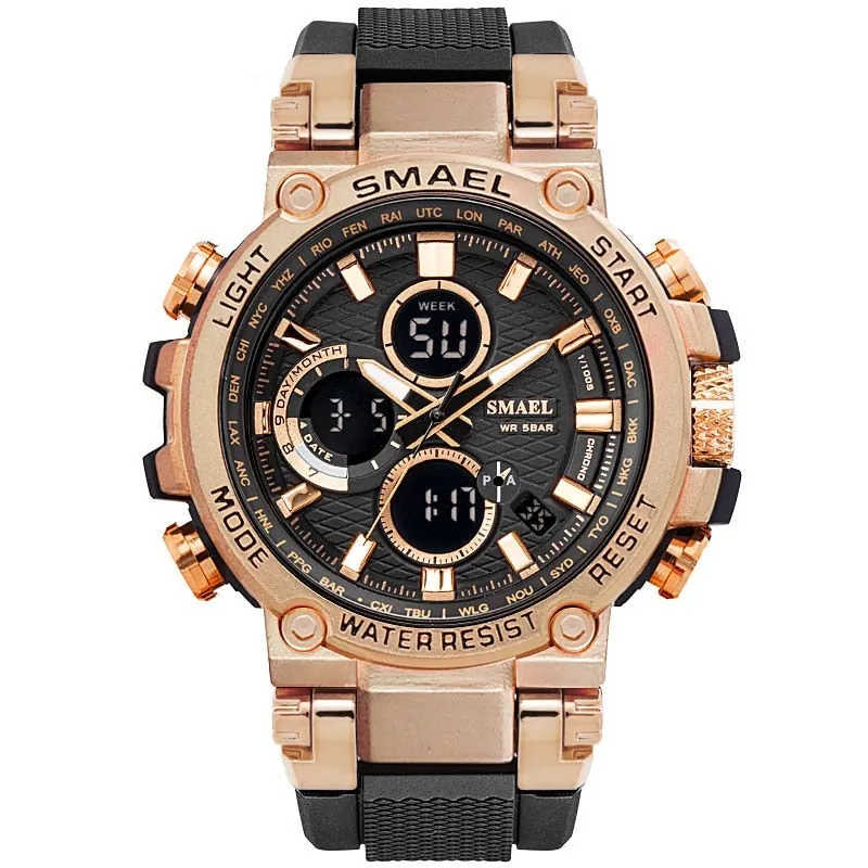 Sport Watch Men Waterproof 5Bar Dual Time