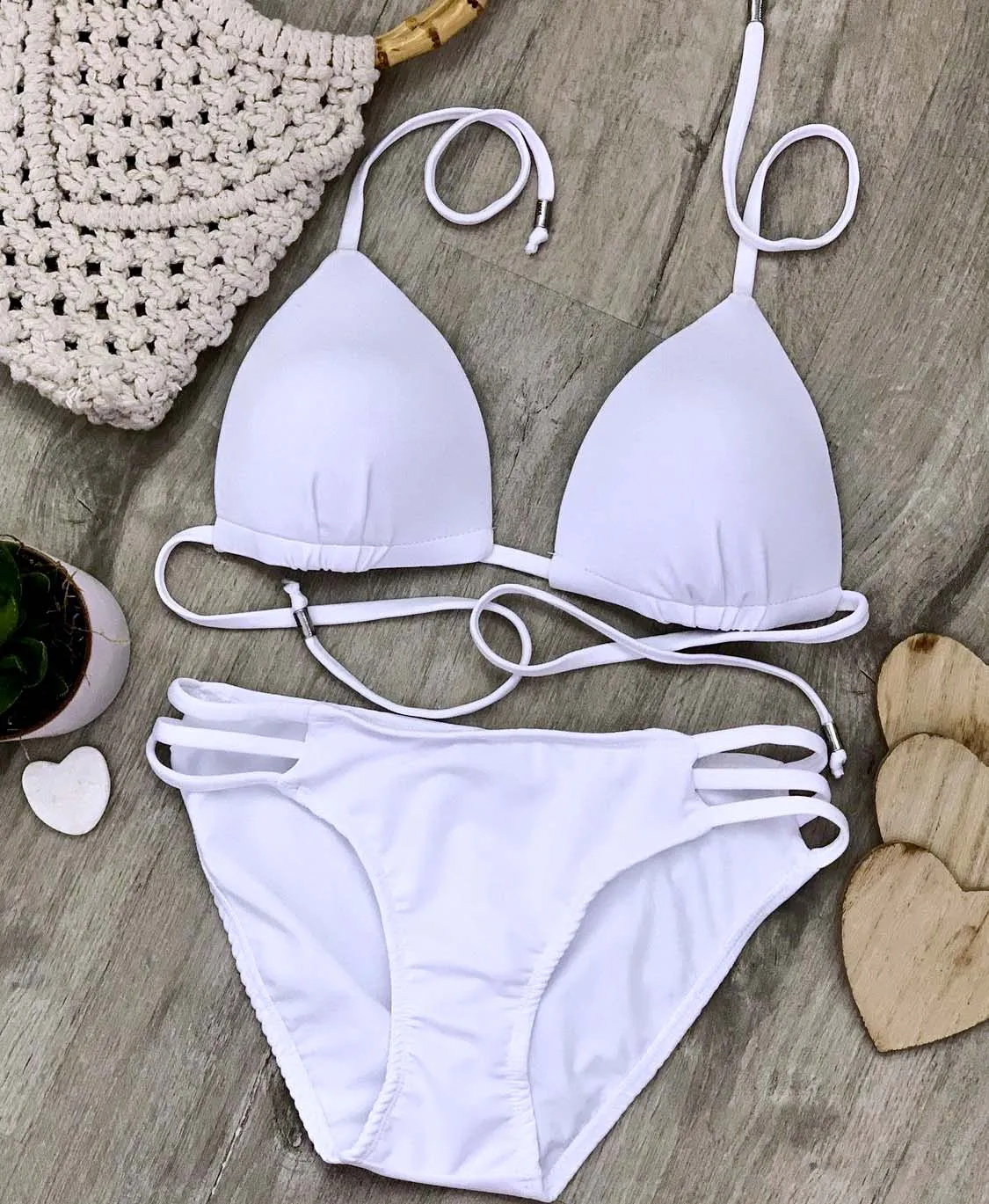 Strappy Bikini Bottom - WHITE