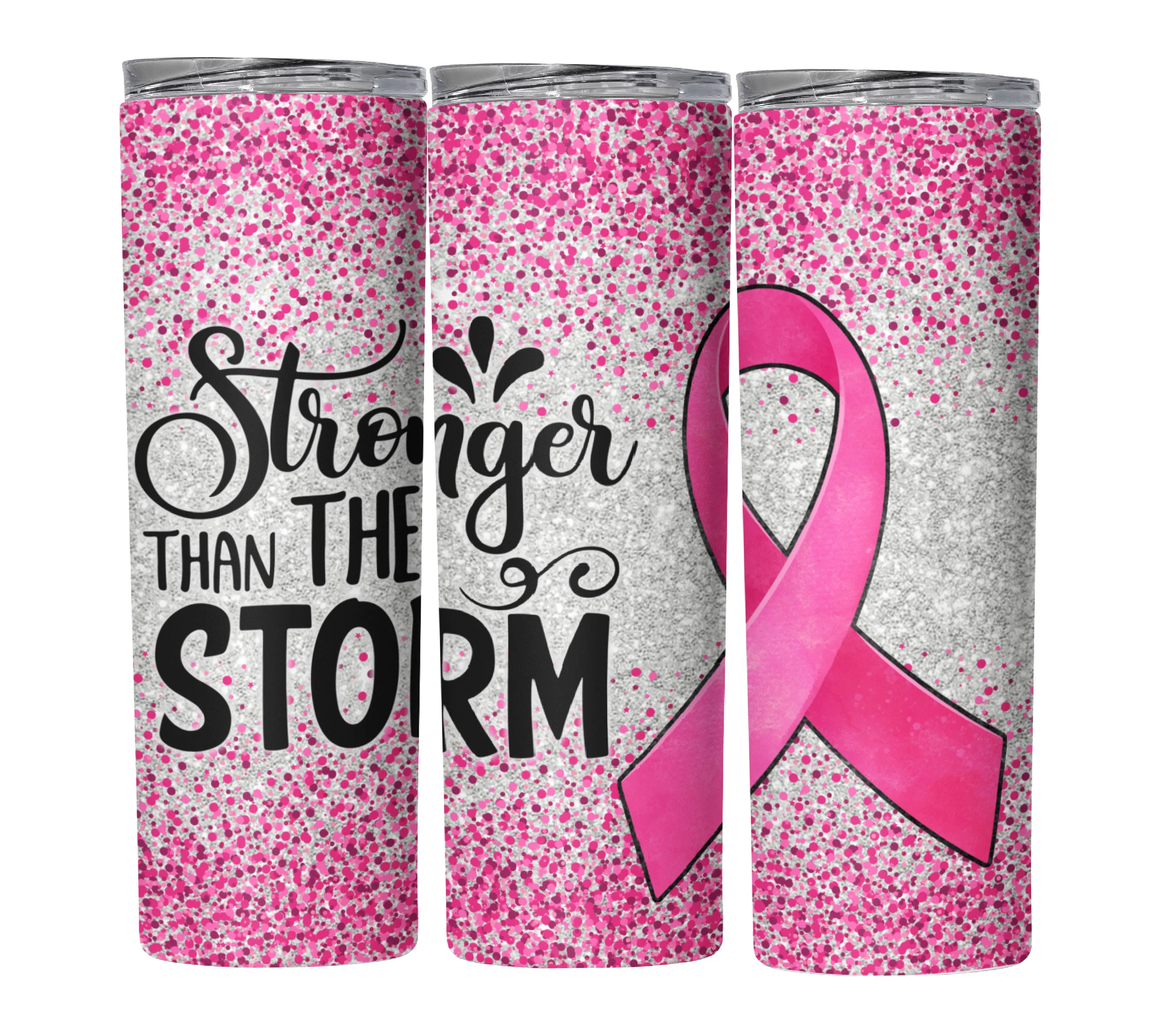 Stronger Than The Storm Breast Cancer Awareness Tumbler Style 2