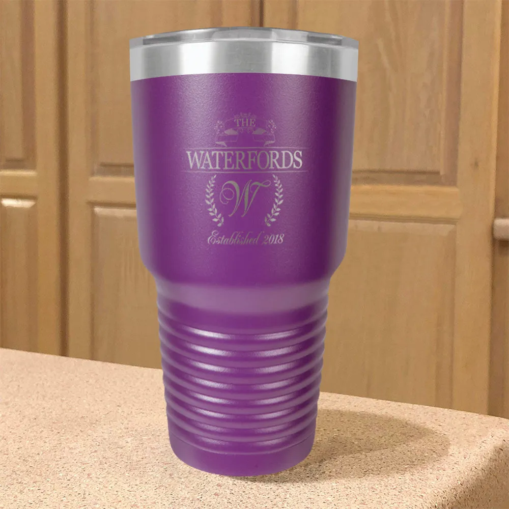 Surname Laurel Personalized Stainless Steel Tumbler