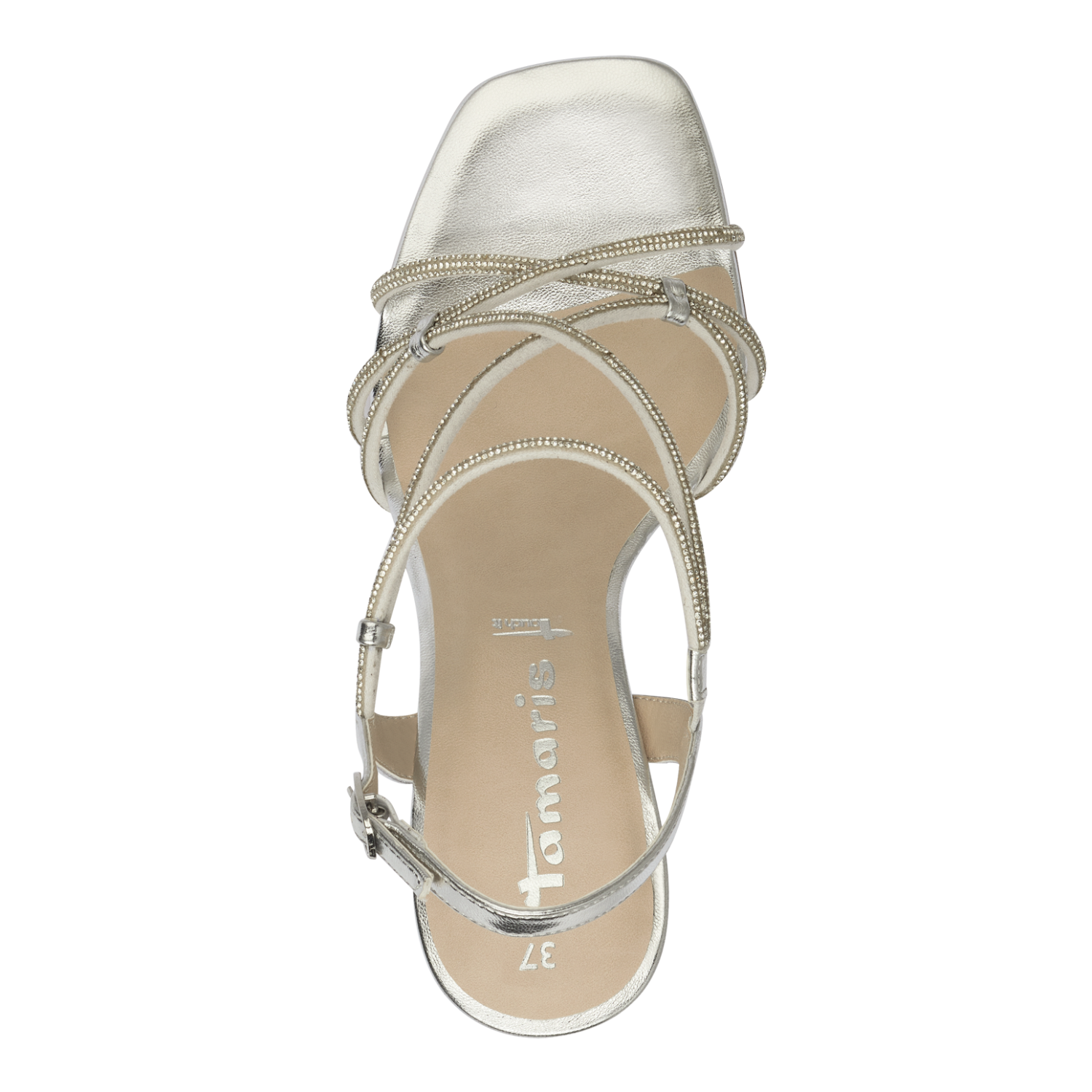 Tamaris Silver Diamante Heeled Sandal