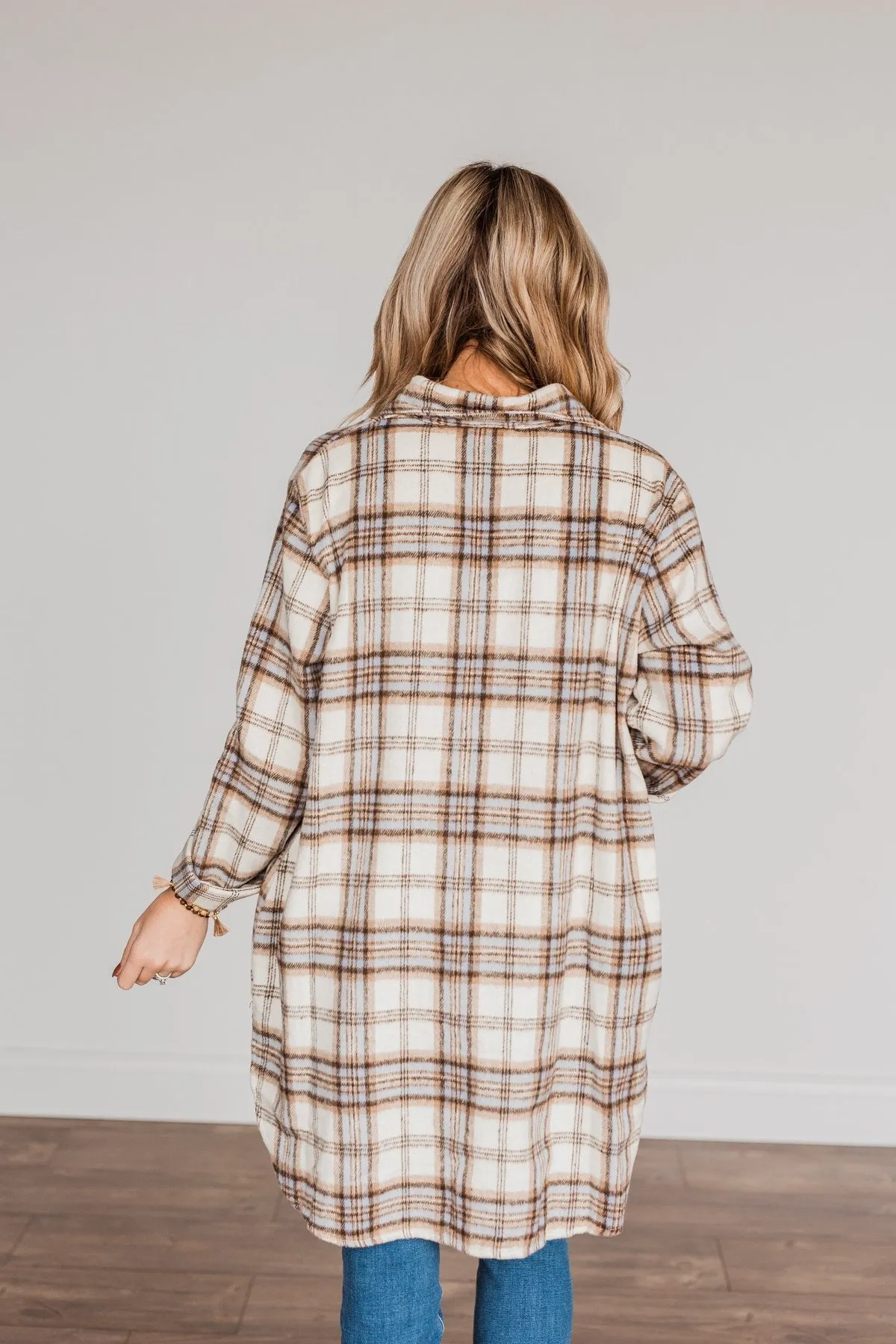 Time With You Plaid Top- Cream