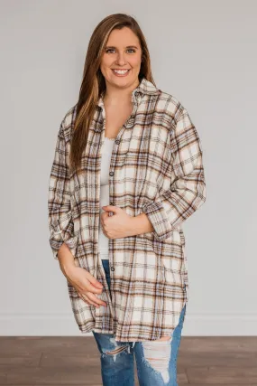 Time With You Plaid Top- Cream