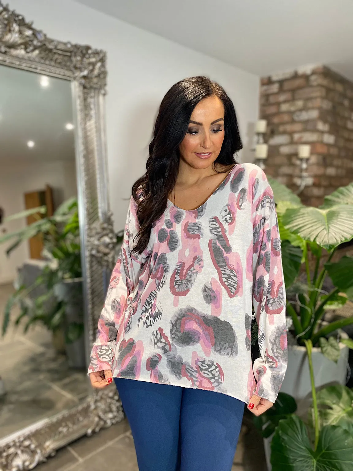 Winter White Leopard Colour Splash Top Betty