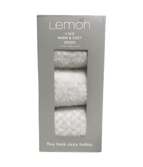 Womens Long Fur Mini Check Crew Sock - 3PK