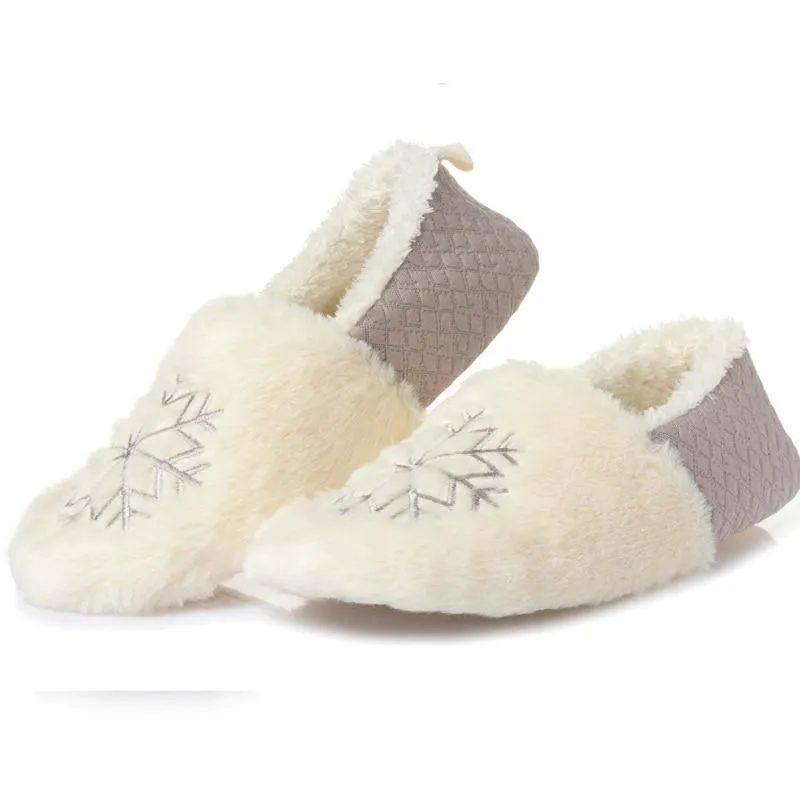 Women's Winter Christmas Snowflake Cotton Rubber Sole Home Indoor Slippers