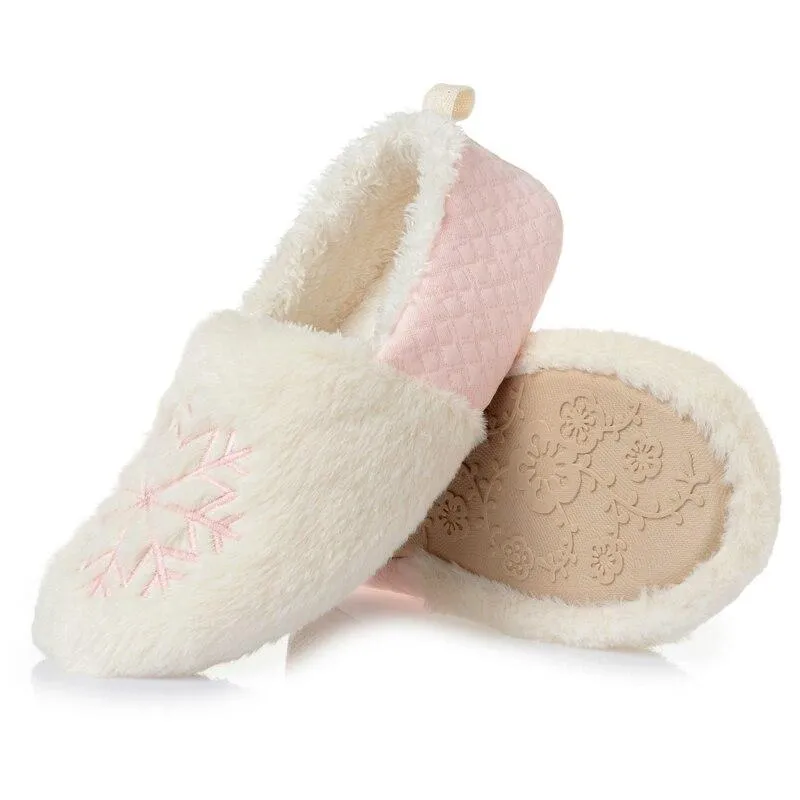 Women's Winter Christmas Snowflake Cotton Rubber Sole Home Indoor Slippers